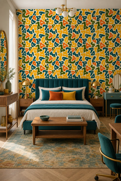 Mid Century Modern Wallpaper Abstract Pattern Mid Century Modern Decorative Mural