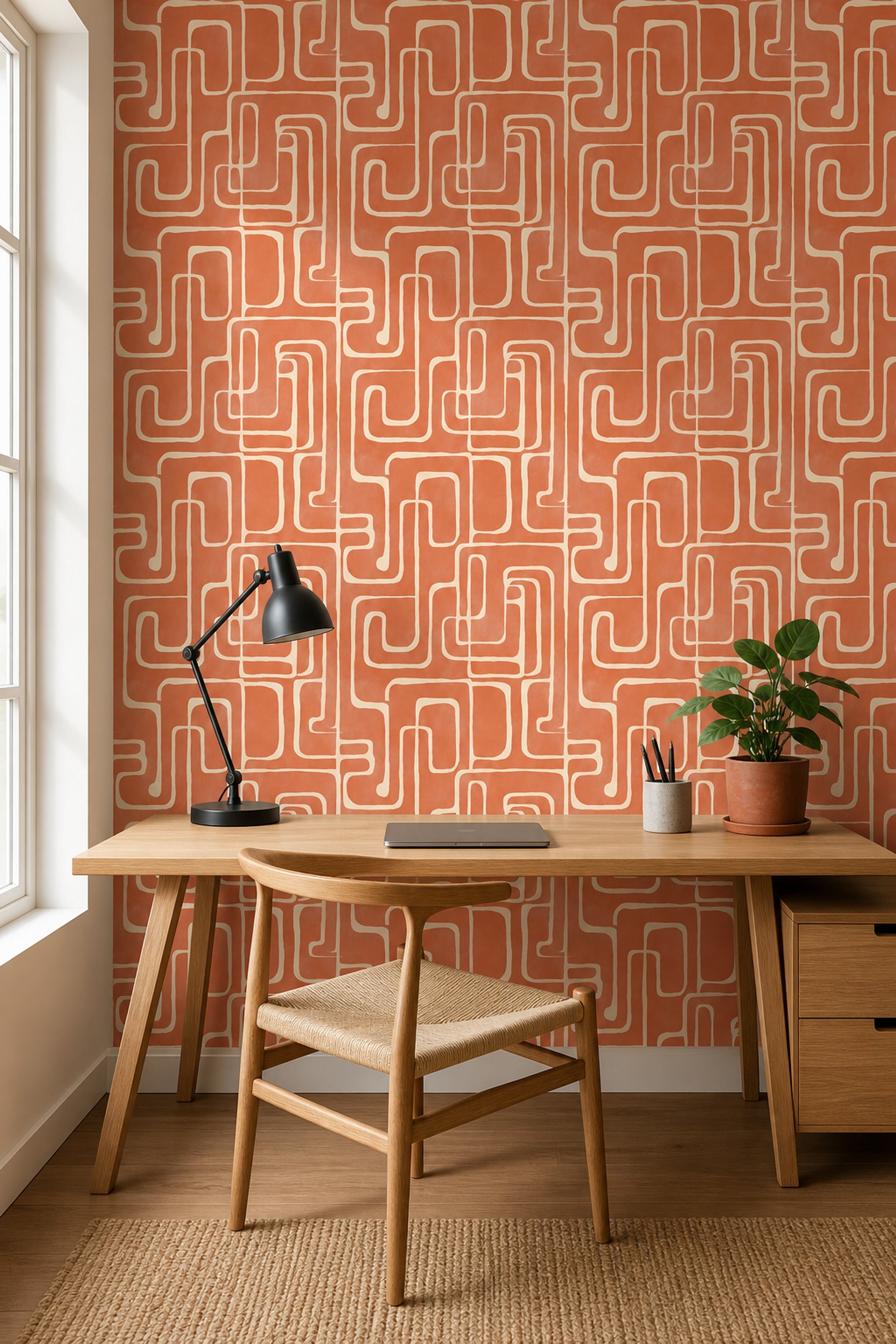 Mid Century Modern Wallpaper Retro Abstract Removable Wall Decor
