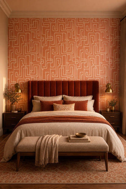 Mid Century Modern Wallpaper Retro Abstract Removable Wall Decor