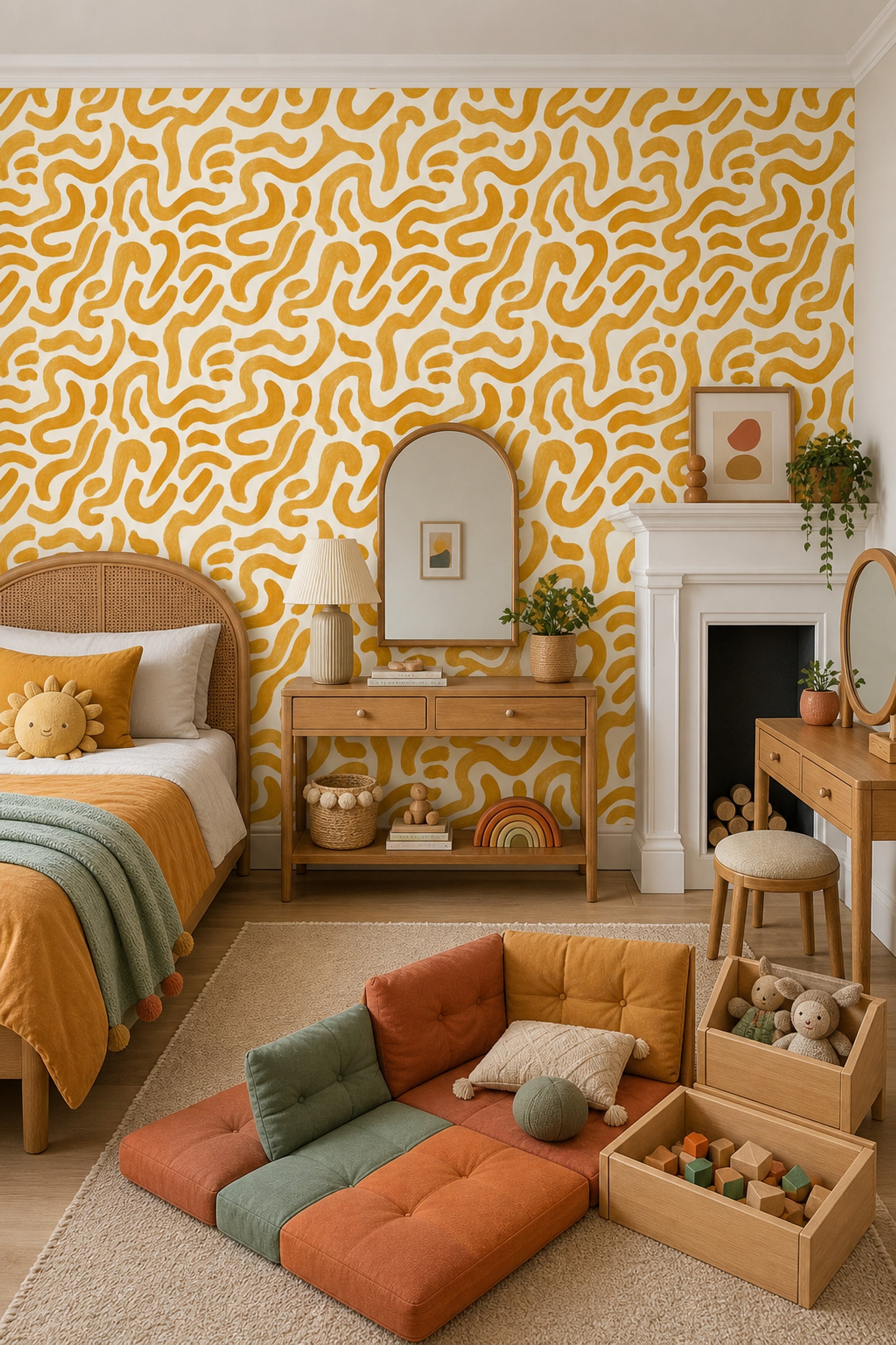 Abstract Wallpaper Brushstroke Organic Shapes Removable Wall Decor