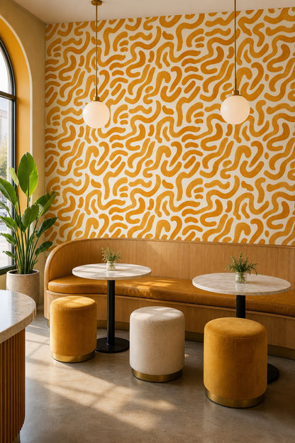 Abstract Wallpaper Brushstroke Organic Shapes Removable Wall Decor