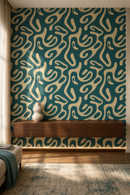 Mid Century Modern Wallpaper Abstract Pattern Mid Century Modern Decorative Mural