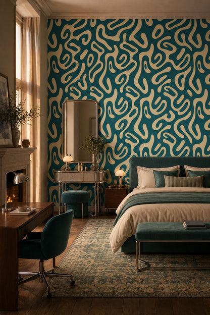 Mid Century Modern Wallpaper Abstract Pattern Mid Century Modern Decorative Mural