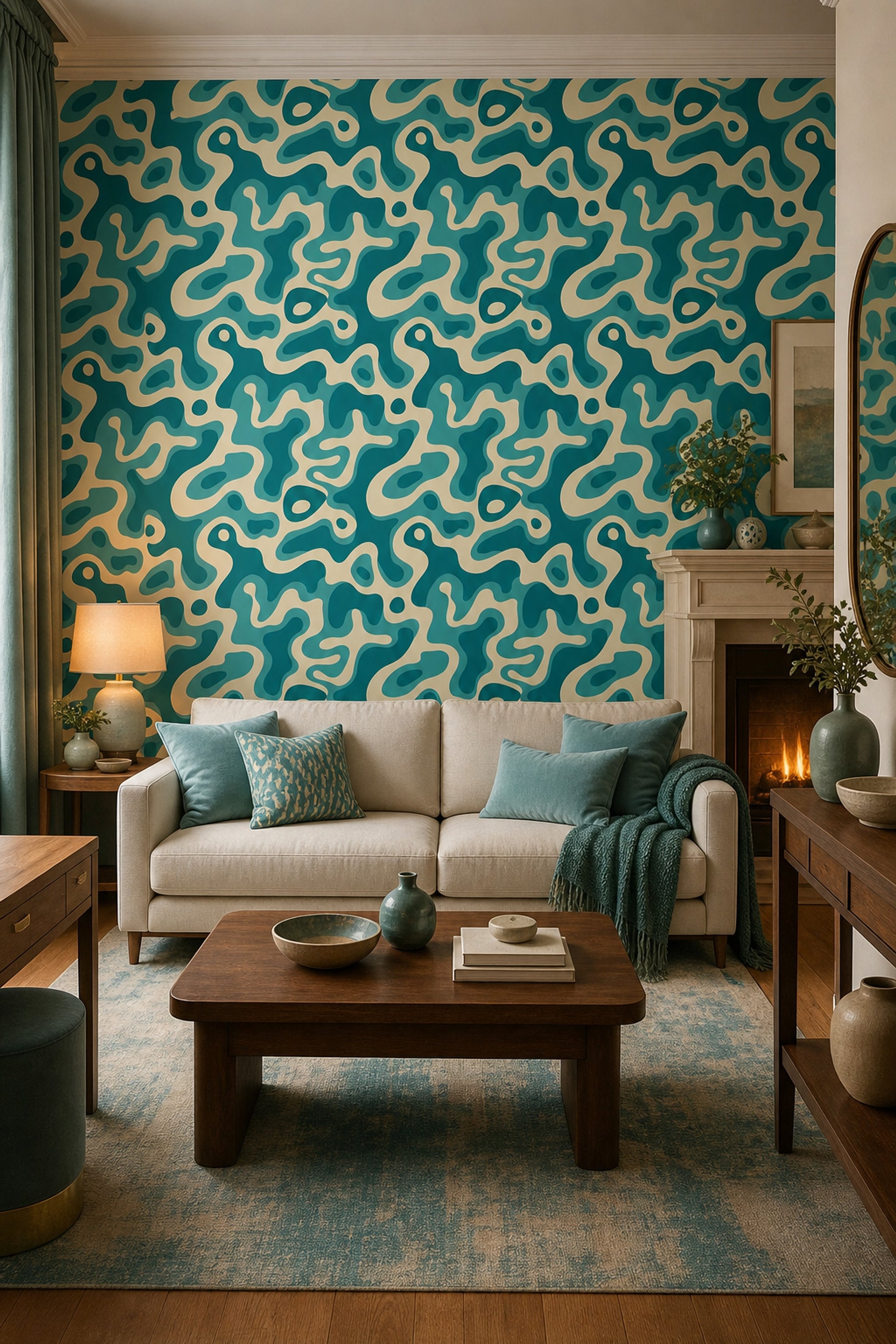 Mid Century Modern Wallpaper Retro Removable Modern Wall Double Roll
