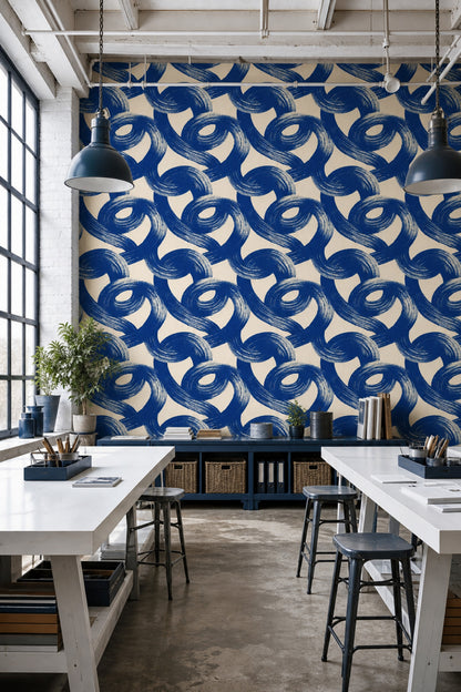 Bold Brushstrokes Wallpaper Gestural Loops Modern Minimalist Removable Wall Decor