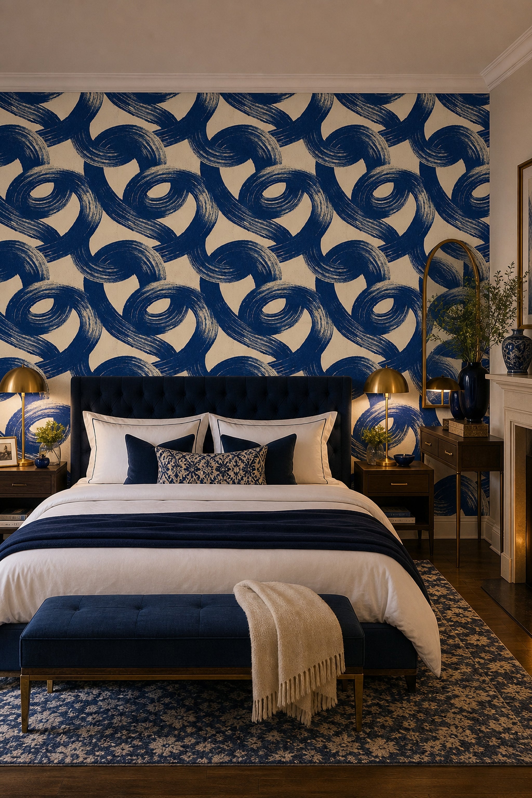 Bold Brushstrokes Wallpaper Gestural Loops Modern Minimalist Removable Wall Decor