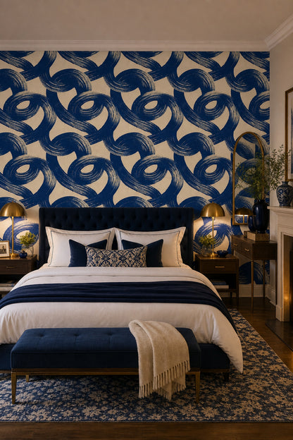 Bold Brushstrokes Wallpaper Gestural Loops Modern Minimalist Removable Wall Decor