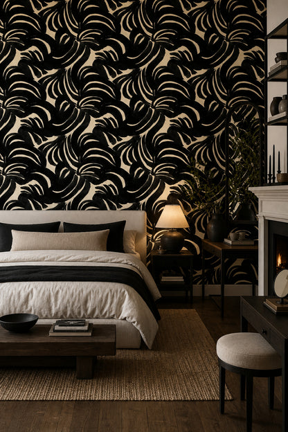 Abstract Pattern Wallpaper Ink Brush Removable Modern Art Wall Double Roll