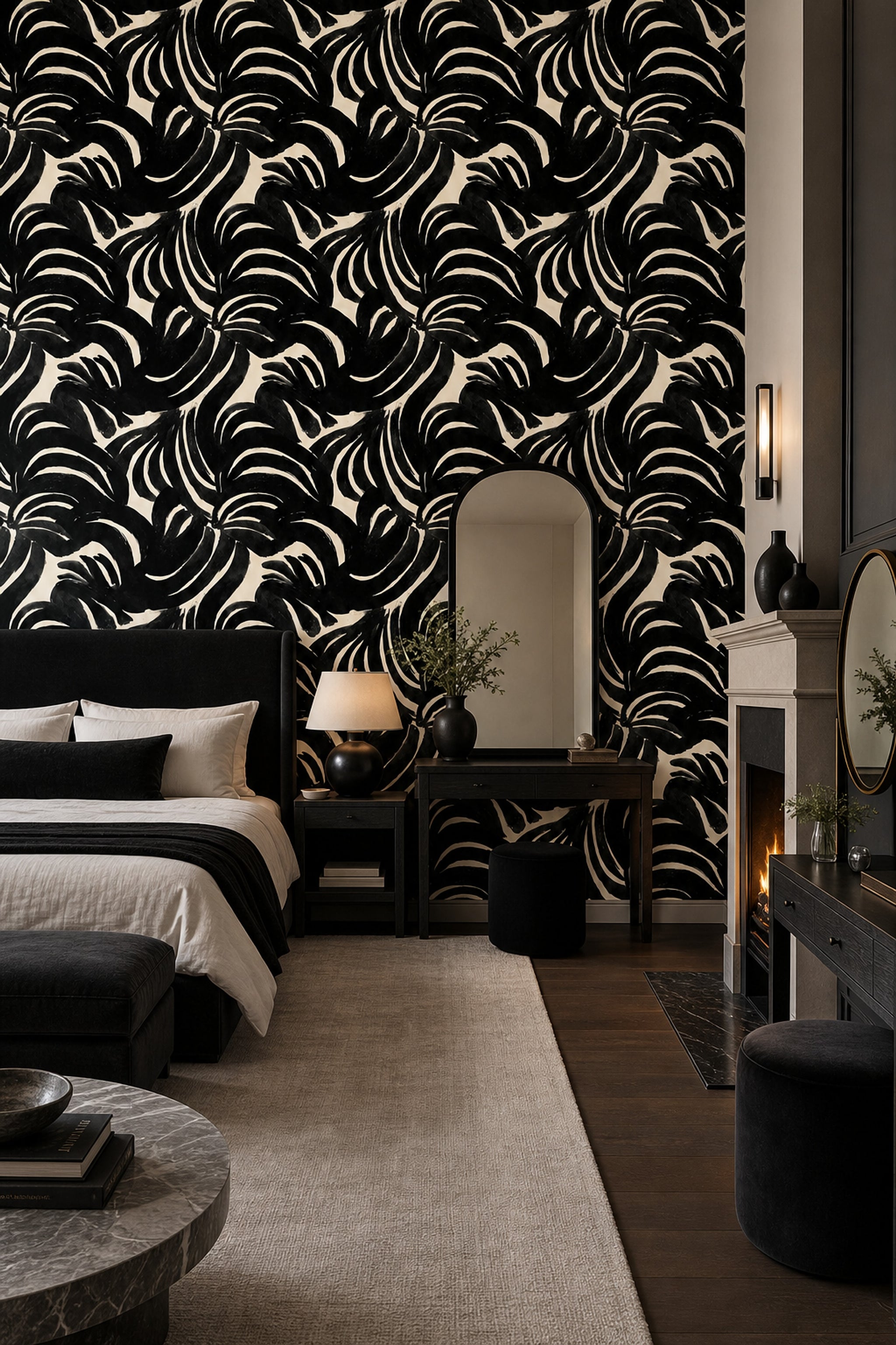 Abstract Pattern Wallpaper Ink Brush Removable Modern Art Wall Double Roll