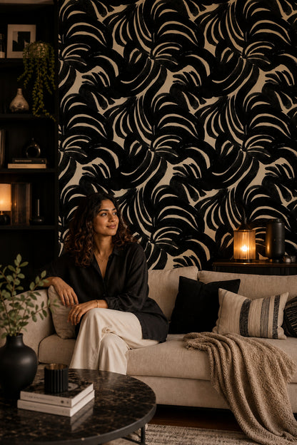 Abstract Pattern Wallpaper Ink Brush Removable Modern Art Wall Double Roll