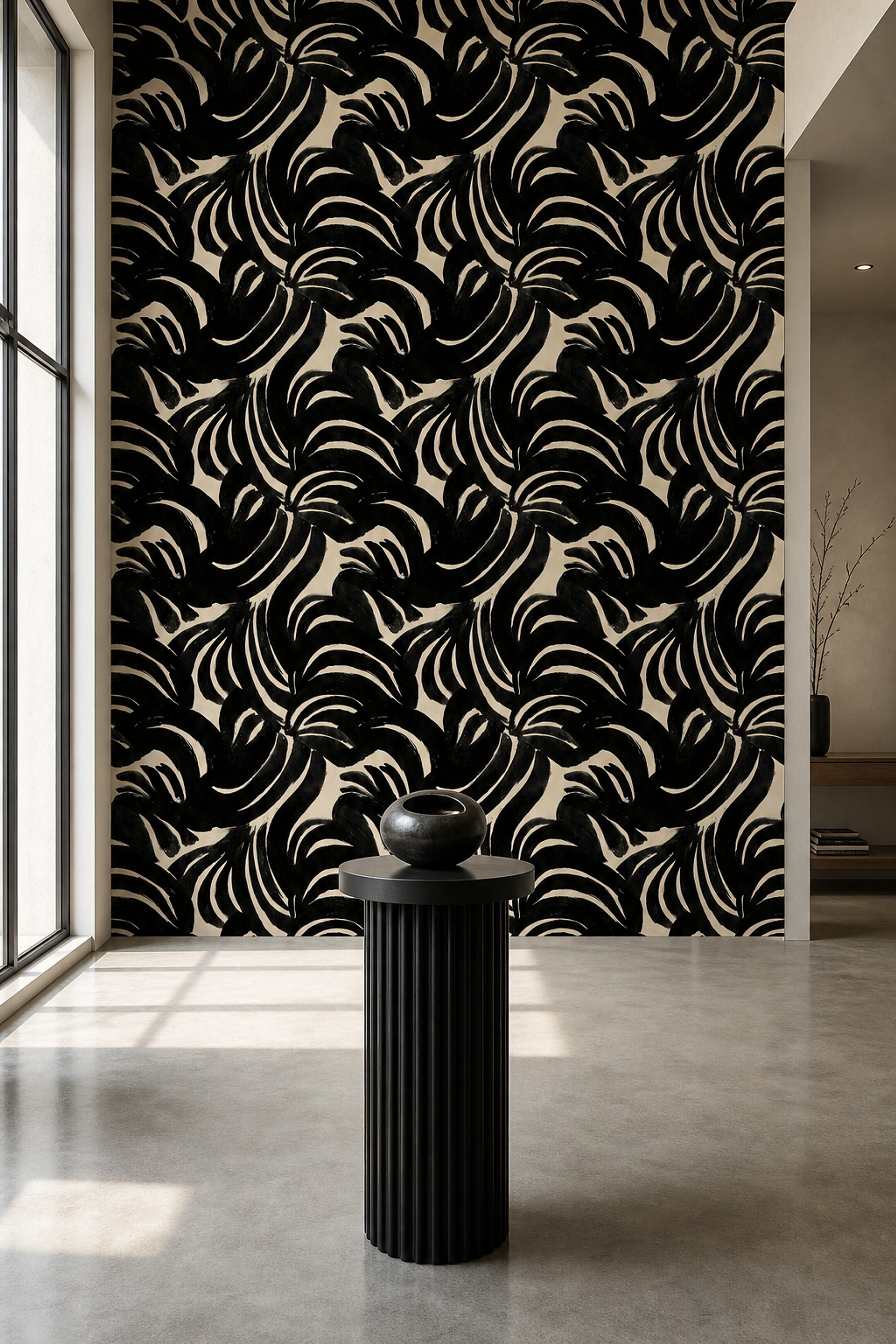 Abstract Pattern Wallpaper Ink Brush Removable Modern Art Wall Double Roll