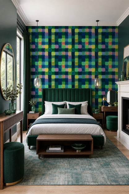 Abstract Wallpaper Geometric Rounded Rectangles Removable Wall Decor
