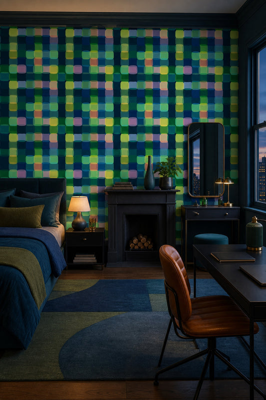 Abstract Wallpaper Geometric Rounded Rectangles Removable Wall Decor