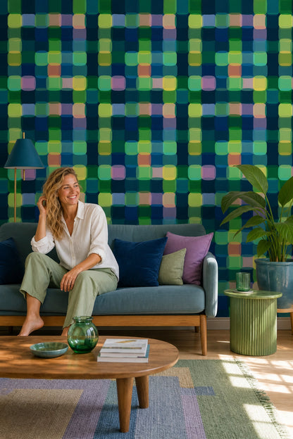 Abstract Wallpaper Geometric Rounded Rectangles Removable Wall Decor