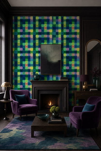 Abstract Wallpaper Geometric Rounded Rectangles Removable Wall Decor