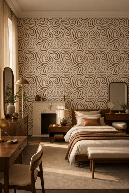 Abstract Wallpaper Organic Lines Modern Boho Decorative Mural