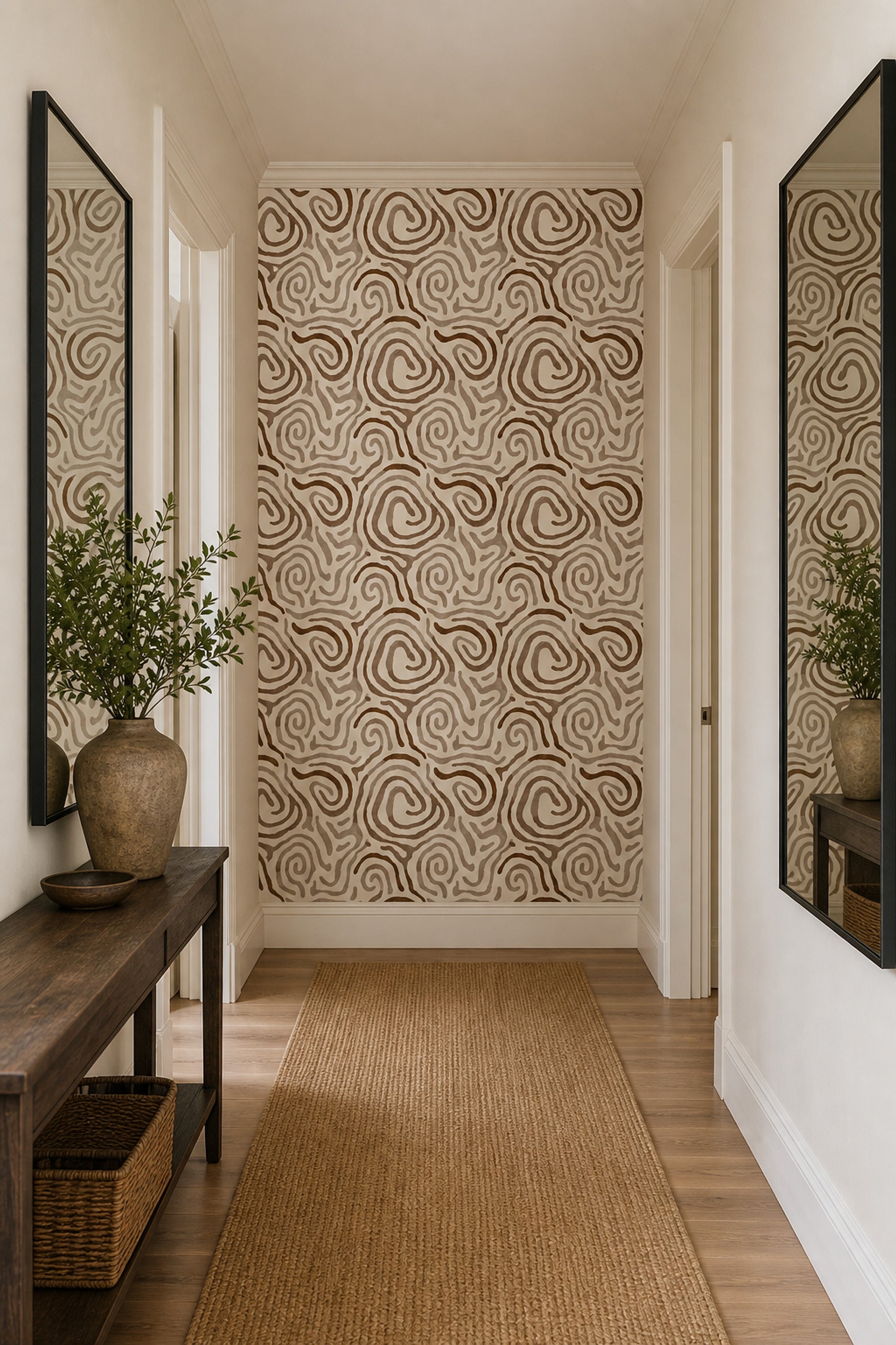 Abstract Wallpaper Organic Lines Modern Boho Decorative Mural