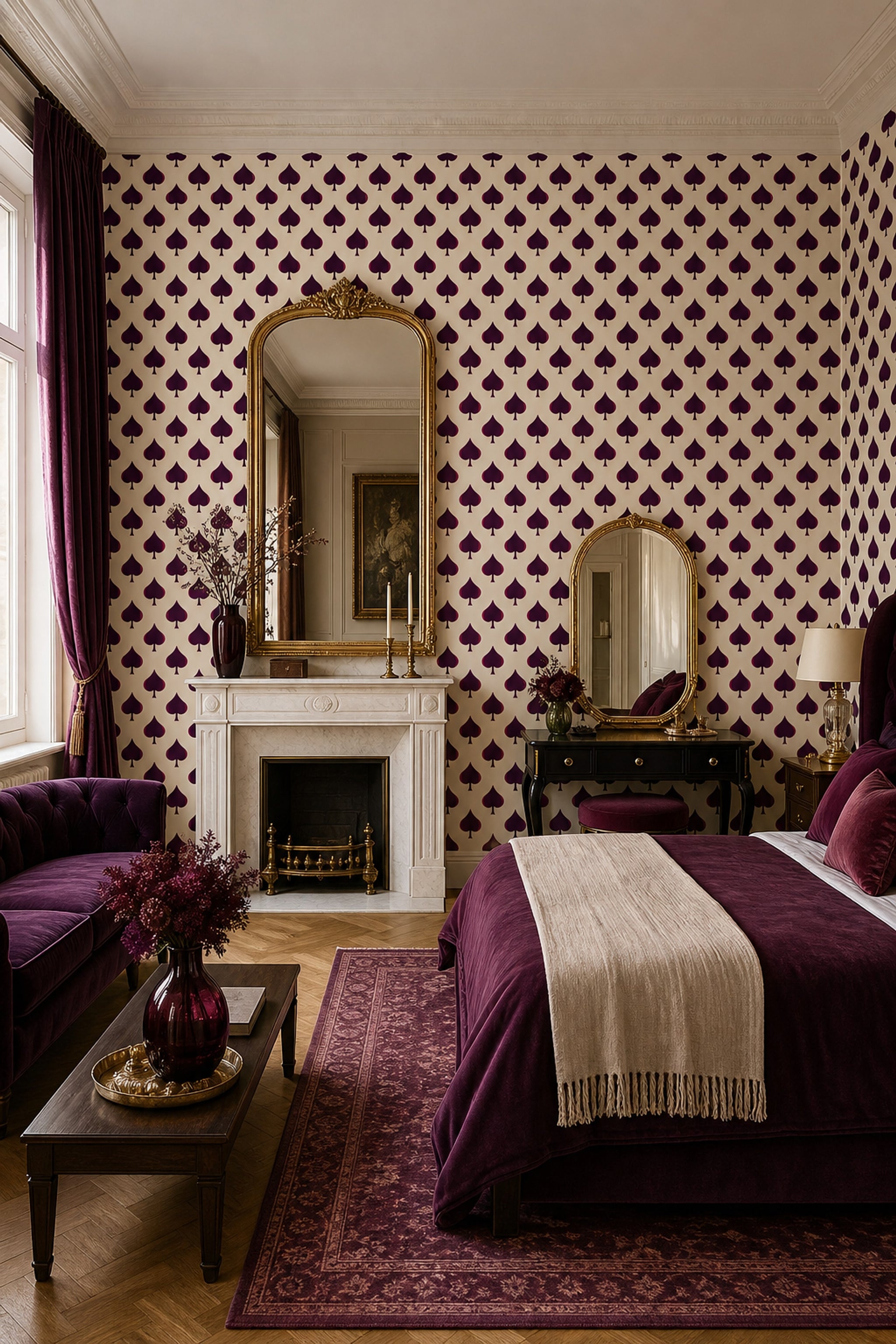 Spade Motif Wallpaper Playing Card Suit Removable Geometric Repeat Wall Double Roll
