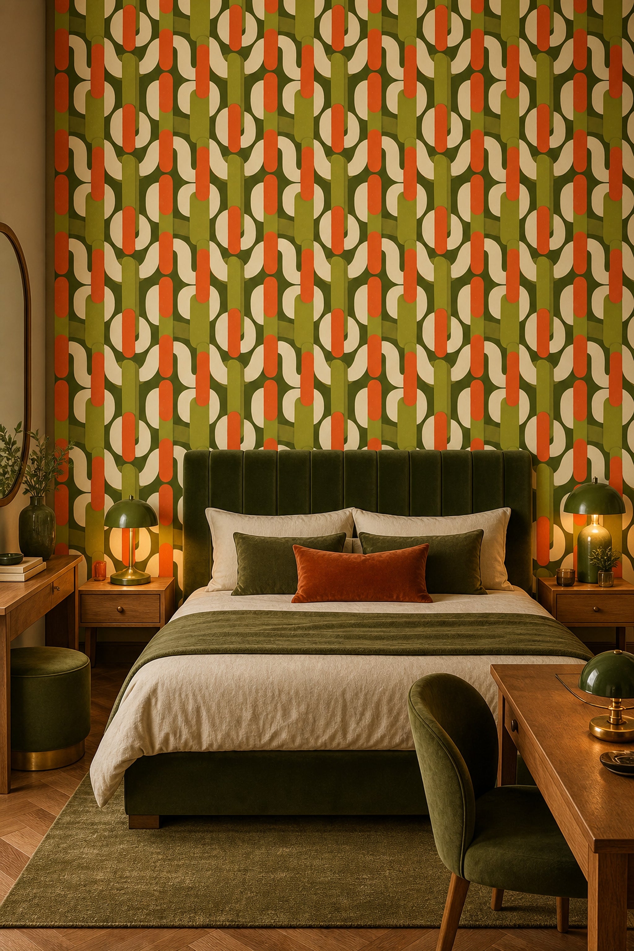 Mid Century Modern Wallpaper Retro Modern Removable Abstract Geometric Wall Double Roll