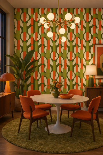 Mid Century Modern Wallpaper Retro Modern Removable Abstract Geometric Wall Double Roll
