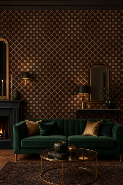 Geometric Lattice Wallpaper Trellis Circles Art Deco Removable Wall Decor