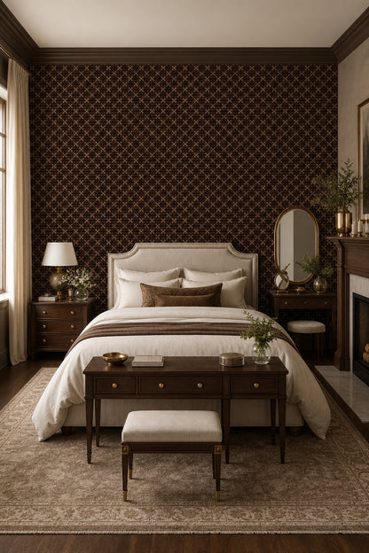 Geometric Lattice Wallpaper Trellis Circles Art Deco Removable Wall Decor