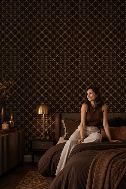Geometric Lattice Wallpaper Trellis Circles Art Deco Removable Wall Decor