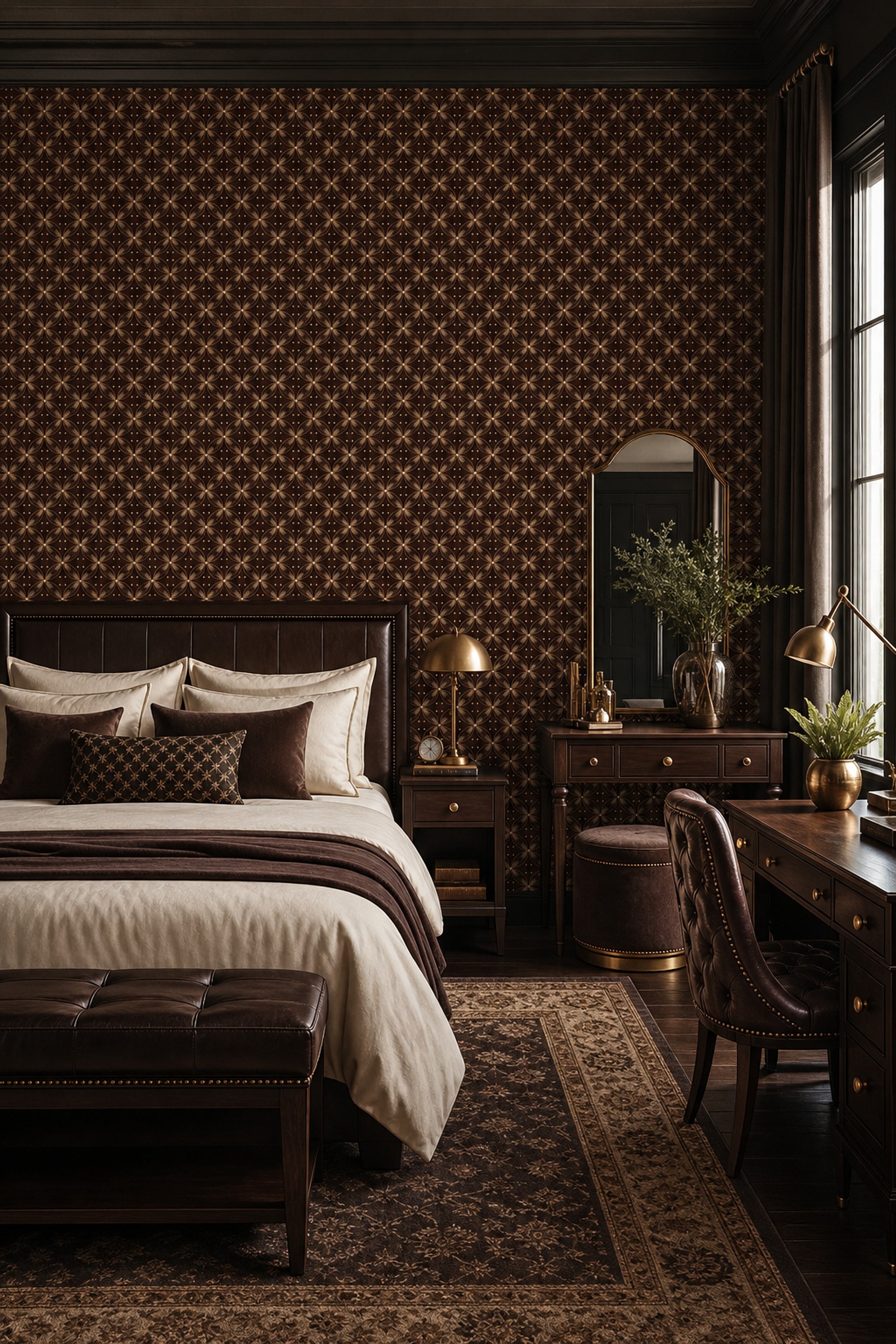 Geometric Lattice Wallpaper Trellis Circles Art Deco Removable Wall Decor
