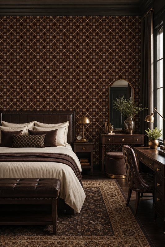 Geometric Lattice Wallpaper Trellis Circles Art Deco Removable Wall Decor