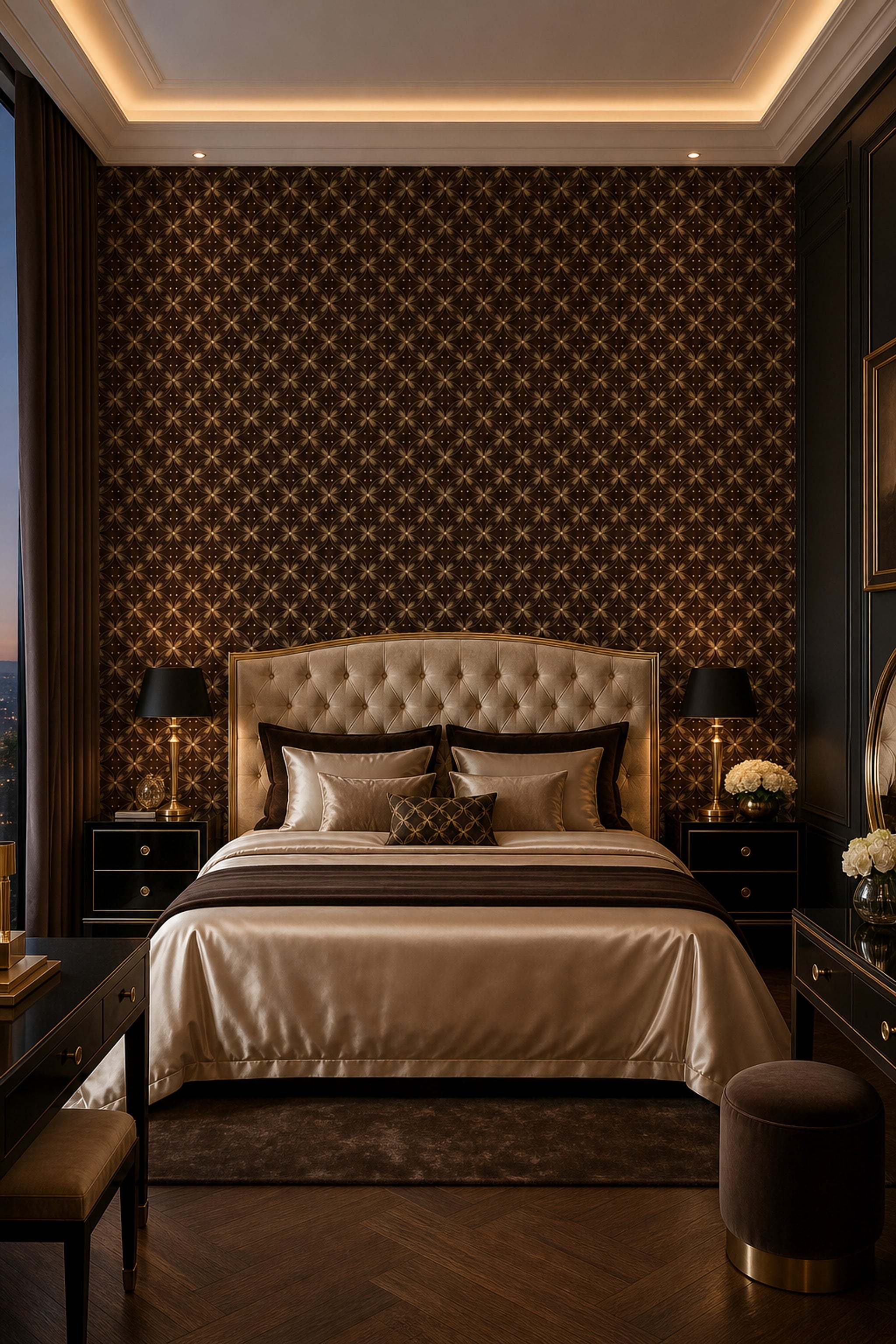 Geometric Lattice Wallpaper Trellis Circles Art Deco Removable Wall Decor