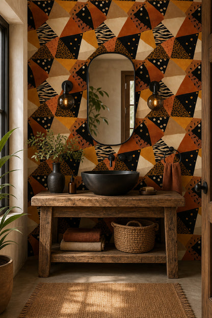 Abstract Geometric Collage Wallpaper Animal Print Mix Polka Dots Decorative Mural