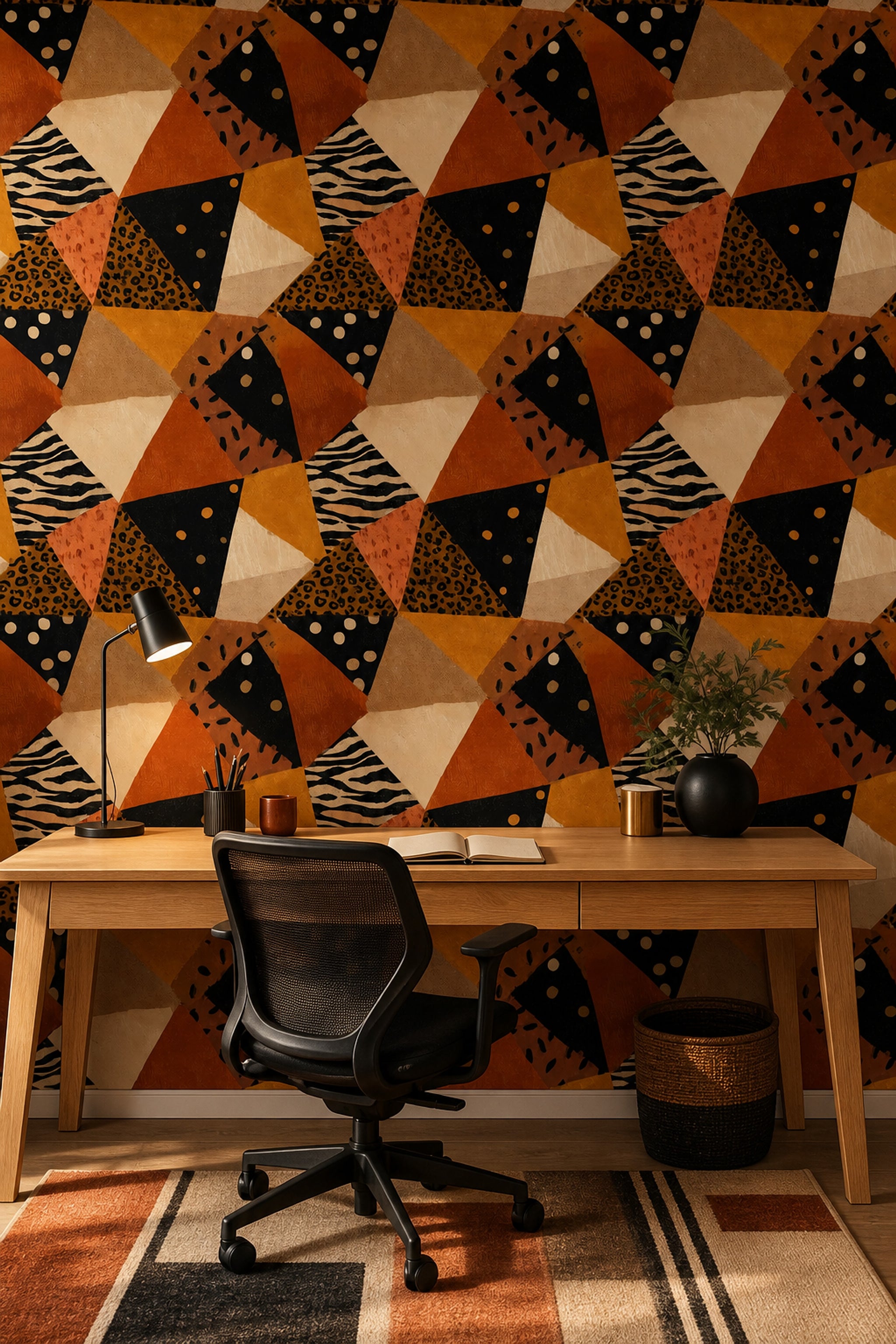 Abstract Geometric Collage Wallpaper Animal Print Mix Polka Dots Decorative Mural