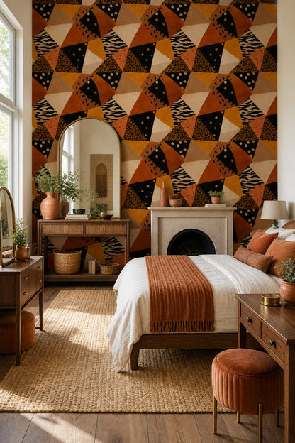 Abstract Geometric Collage Wallpaper Animal Print Mix Polka Dots Decorative Mural