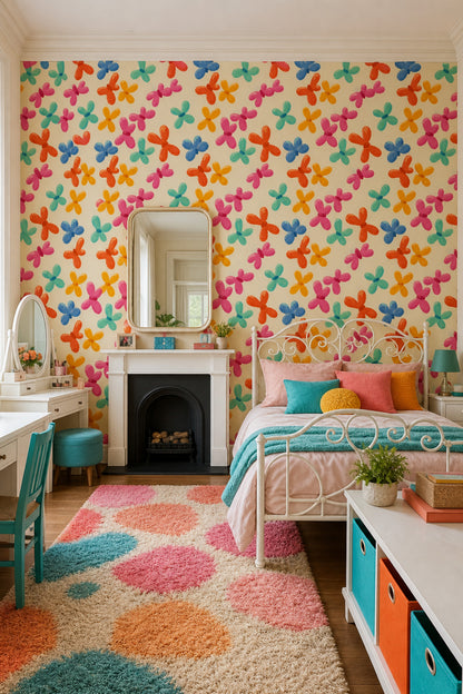 Abstract Floral Wallpaper Hand Painted Modern Boho Decorative Mural