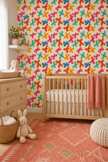 Abstract Floral Wallpaper Hand Painted Modern Boho Decorative Mural