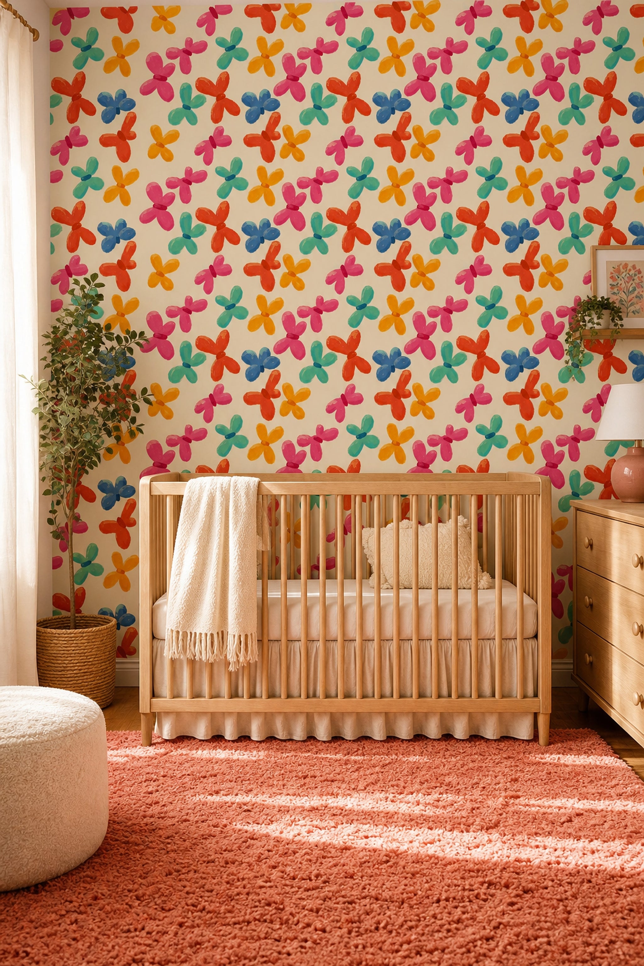Abstract Floral Wallpaper Hand Painted Modern Boho Decorative Mural