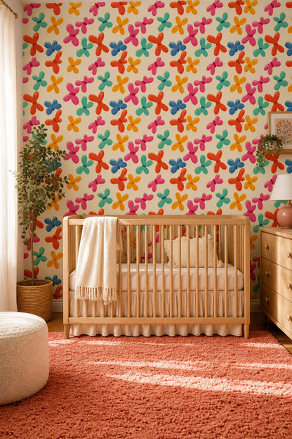 Abstract Floral Wallpaper Hand Painted Modern Boho Decorative Mural