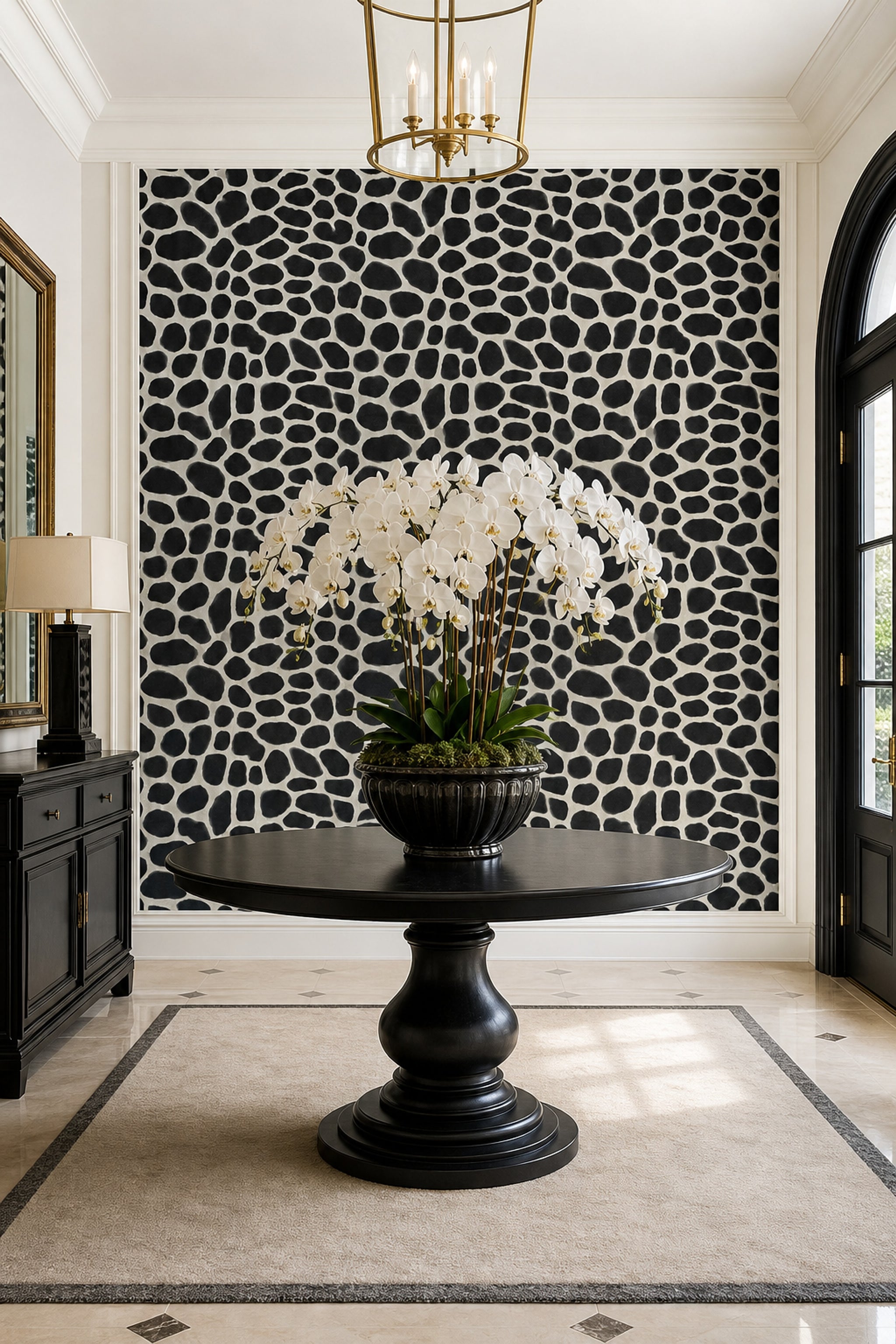 Dark Animal Print Wallpaper Giraffe Spots Black And Cream Removable Wall Decor
