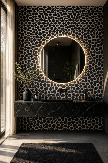 Dark Animal Print Wallpaper Giraffe Spots Black And Cream Removable Wall Decor