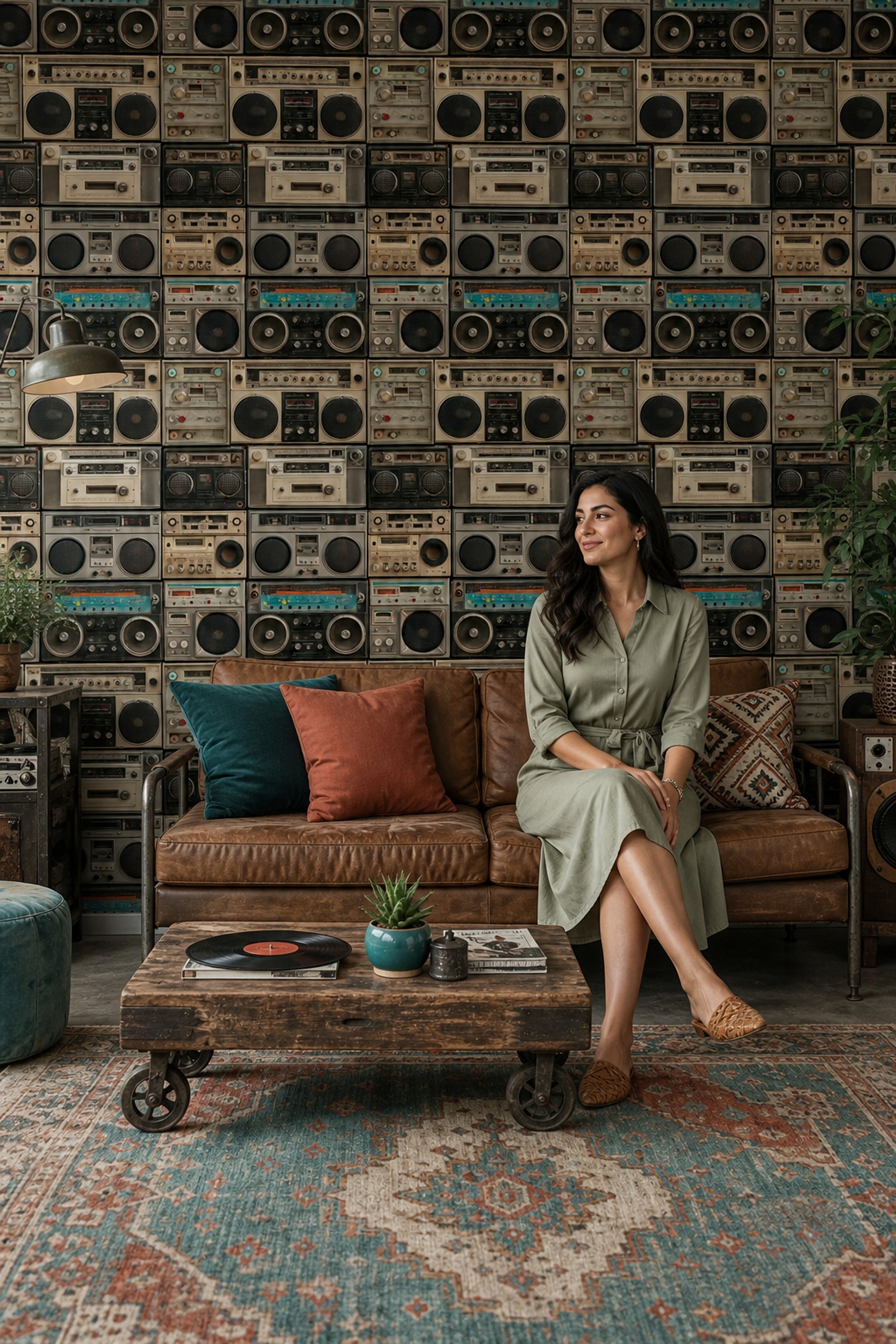 Vintage Boombox Wallpaper Retro Stereo Wall Removable Speakers Wall Double Roll