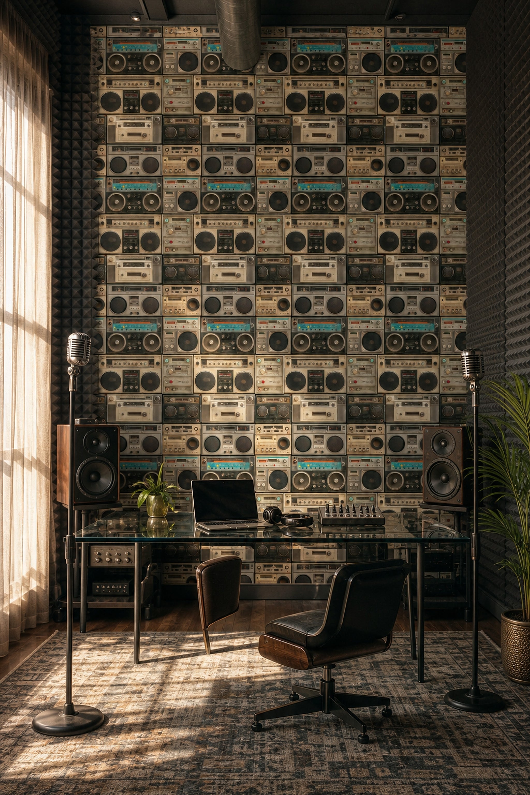 Vintage Boombox Wallpaper Retro Stereo Wall Removable Speakers Wall Double Roll