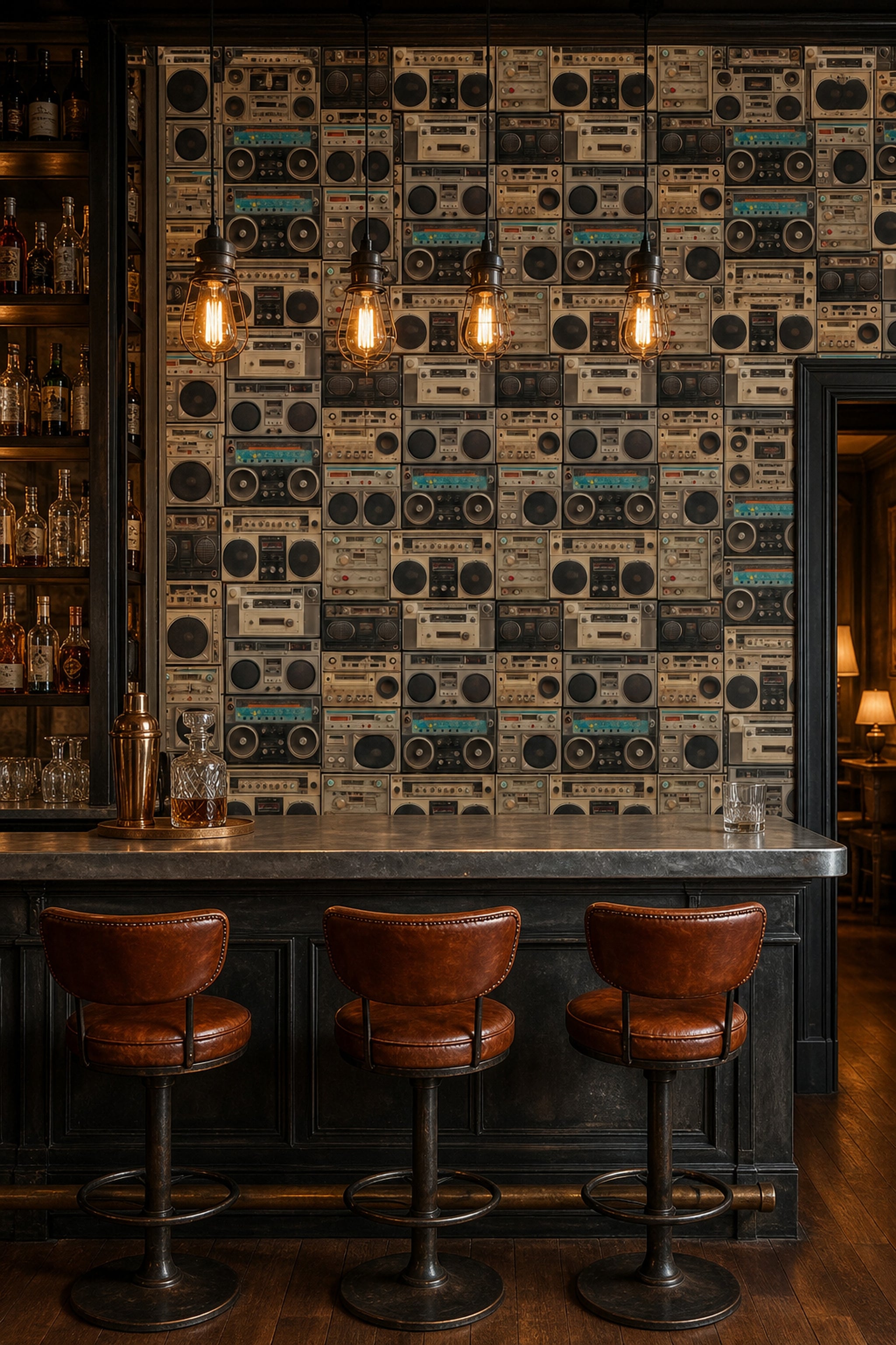 Vintage Boombox Wallpaper Retro Stereo Wall Removable Speakers Wall Double Roll