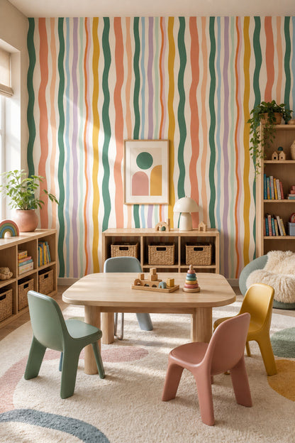Watercolor Texture Wallpaper Painted Stripes Abstract Removable Wall Decor