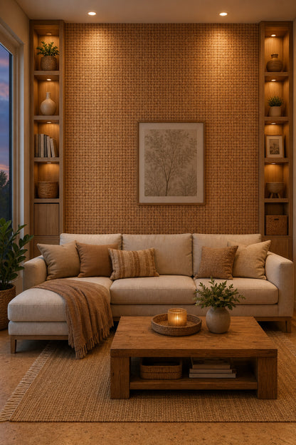 Woven Texture Wallpaper Basket Weave Removable Rattan Wall Double Roll