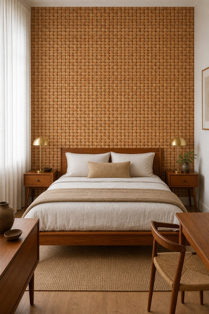 Woven Texture Wallpaper Basket Weave Removable Rattan Wall Double Roll