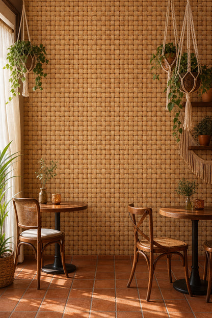 Woven Texture Wallpaper Basket Weave Removable Rattan Wall Double Roll