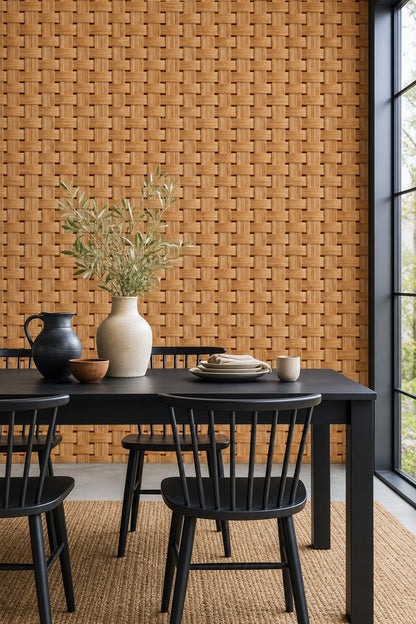 Woven Texture Wallpaper Basket Weave Rattan Removable Wall Decor