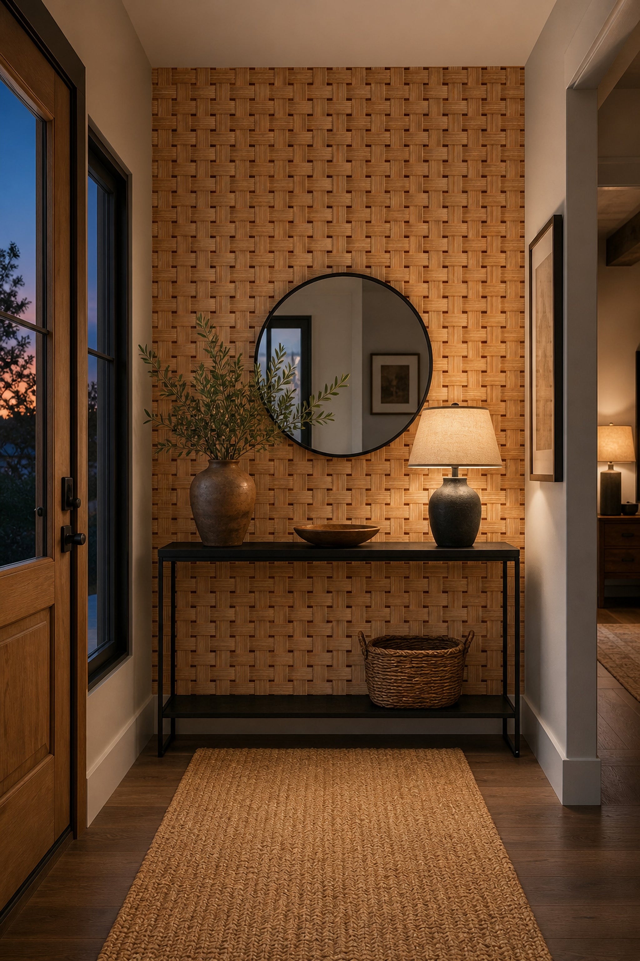 Woven Texture Wallpaper Basket Weave Rattan Removable Wall Decor
