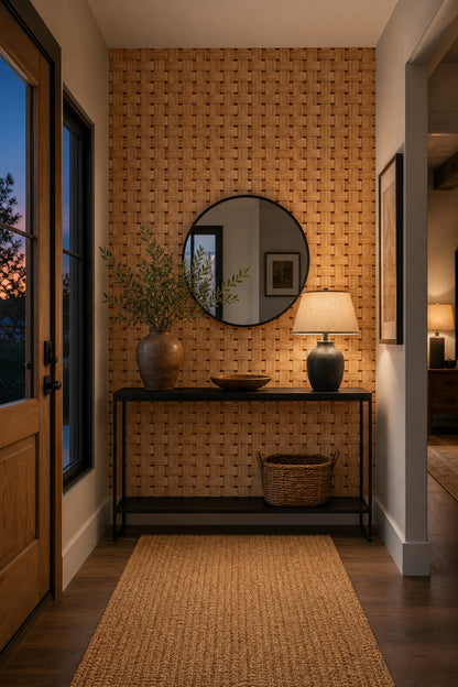 Woven Texture Wallpaper Basket Weave Rattan Removable Wall Decor