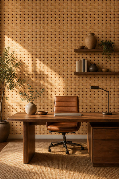 Woven Texture Wallpaper Basket Weave Rattan Removable Wall Decor